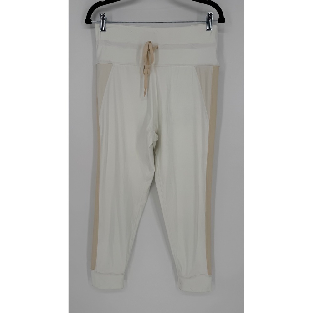 OFFLINE BY AERIE GOALS 7/8 LEGGINGS HI-RISE WHITE TAN STRIPE JOGGER NWT XL FLAWS
